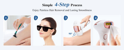 Xsoul IPL Rose Gold — 4-step at-home IPL treatment guide: shave, goggles, plug in, start treating
