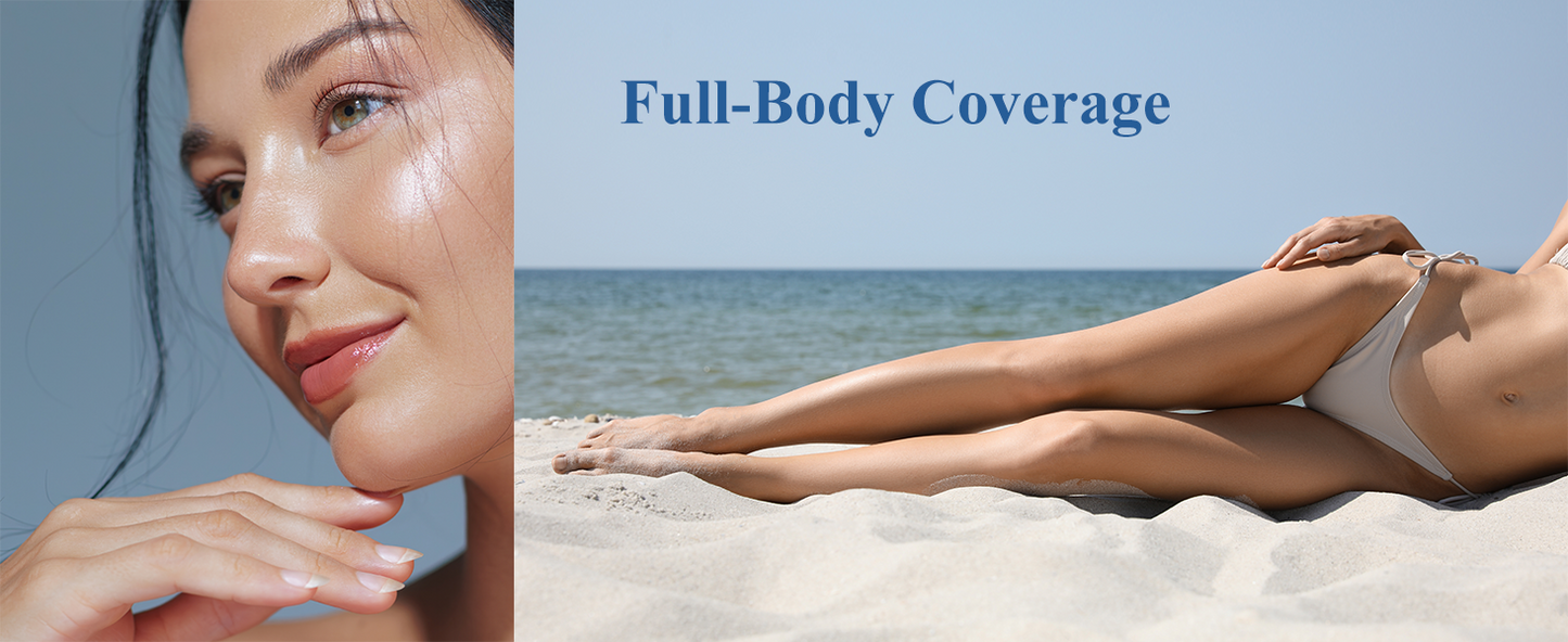 Xsoul IPL hair removal — permanent smooth skin lifestyle scene on beach and face close-up