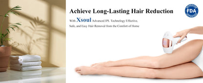 Xsoul IPL Rose Gold — lifestyle scene showing comfortable painless at-home IPL hair removal