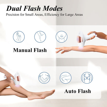 Xsoul IPL Rose Gold — dual flash modes: auto for large body areas, manual for precision treatment