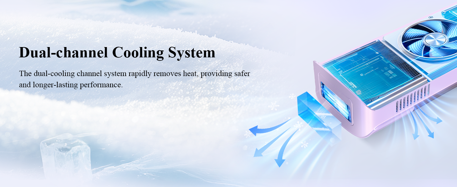 Xsoul Sapphire IPL — cross-section diagram showing dual-channel cooling airflow system design