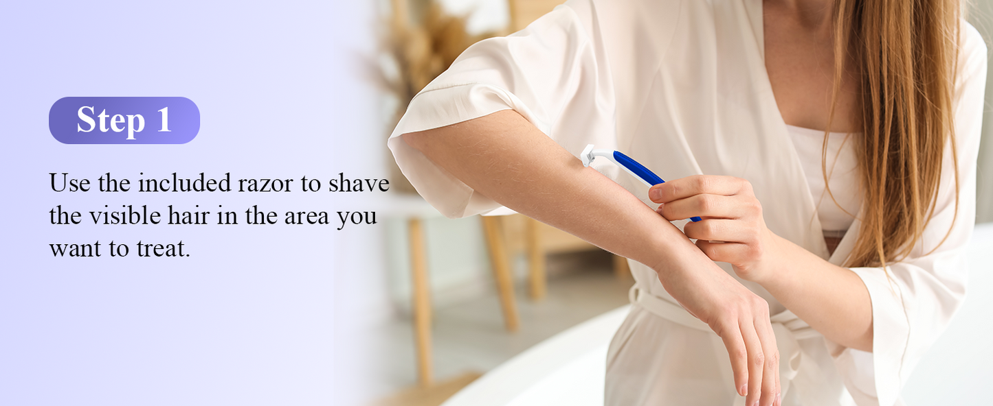Xsoul Sapphire IPL — step 1 shave treatment area before starting at-home IPL hair removal session